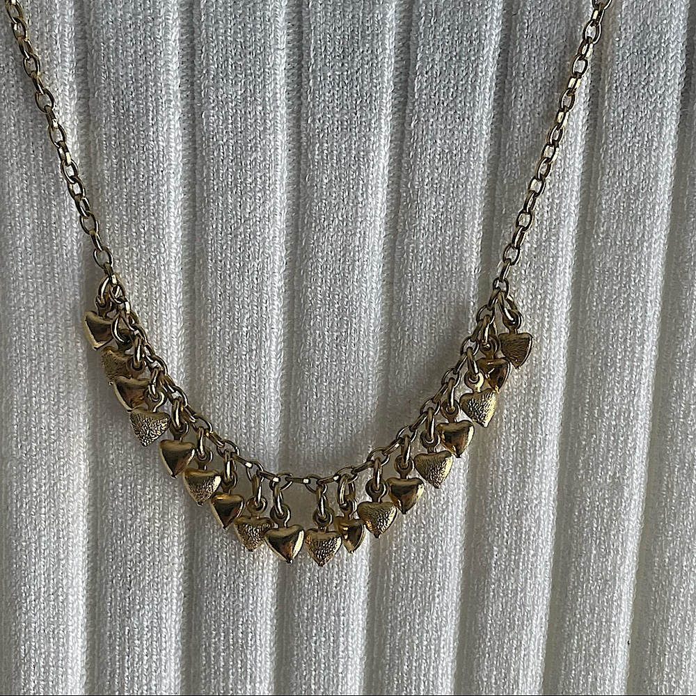 🟢3/$15 Dangle Heart ❤️ Necklace gold